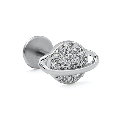 316L Surgical Stainless Steel Micro Pave Clear Cubic Zirconia Cartilage Earrings for Women Men WG67427-03-1