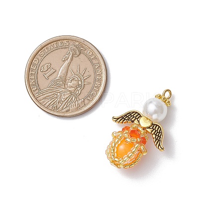 Luminous Handmade Glass Seed Beaded Angel Pendants PALLOY-MZ00963-04-1