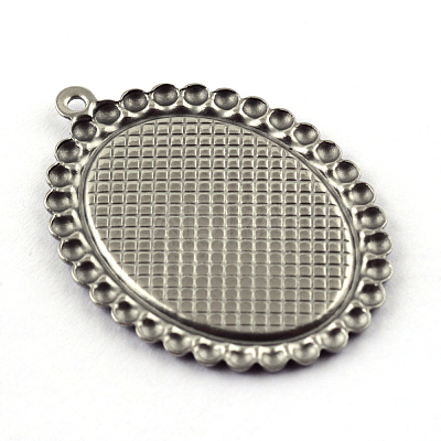 Tarnish Resistant Pendant Cabochon Settings X-STAS-Q194-16-1