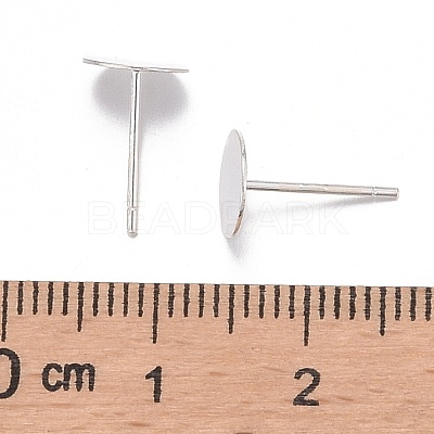 925 Sterling Silver Flat Pad  Stud Earring Findings STER-K167-045F-S-1