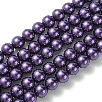 Eco-Friendly Dyed Glass Pearl Round Bead Strands X-HY-A002-10mm-RB099-1