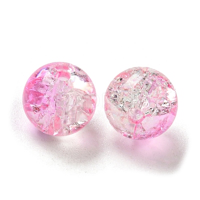 Transparent Spray Painting Crackle Glass Beads GLAA-L046-01B-1