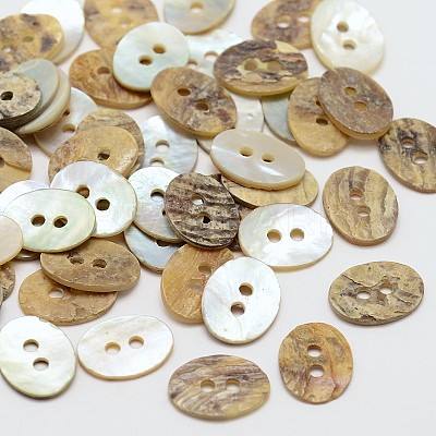 2-Hole Oval Mother of Pearl Buttons SHEL-N033-14-11.5x9.5-1