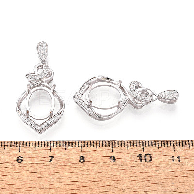925 Sterling Silver Micro Pave Cubic Zirconia Pendants Claw Cabochon Settings STER-N016-49P-1