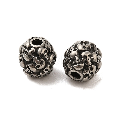 Retro Rondelle Skull 316 Stainless Steel European Large Hole Beads LS-STAS-F072-05-01-1