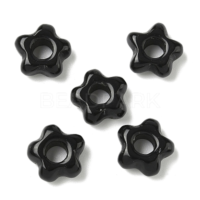 Natural Black Obsidian European Beads G-C252-02A-1