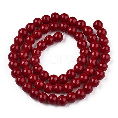 Opaque Solid Color Glass Beads Strands X-GLAA-T032-P6mm-05-1