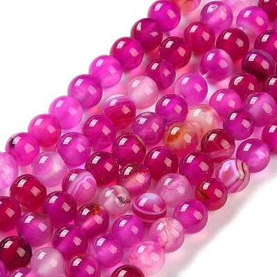 Natural Striped Agate/Banded Agate Beads Strands G-Z060-A01-A06-1