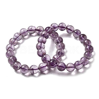 Natural Amethyst Round Beads Stretch Bracelets for Women BJEW-L712-B04-10mm-1