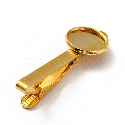 Brass Tie Bar Clips Tie Pins with Blank Cabochon Settings KK-A159-01G-1