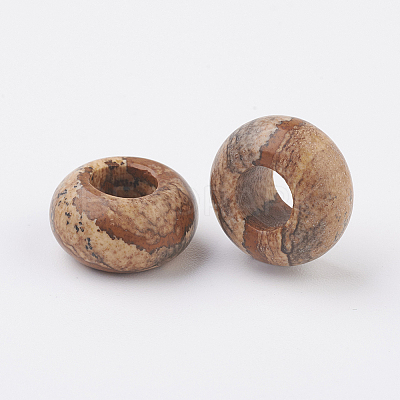 Natural Picture Jasper European Beads G-G740-14x8mm-03-1