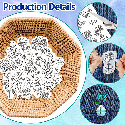 4 Sheets 11.6x8.2 Inch Stick and Stitch Embroidery Patterns DIY-WH0455-052-1
