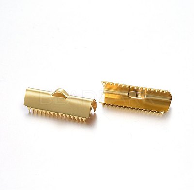 304 Stainless Steel Ribbon Crimp Ends X-STAS-P210-35G-1