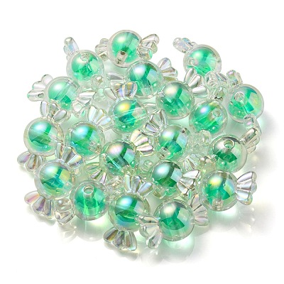 UV Plating Rainbow Iridescent Acrylic Beads PACR-E001-01C-1