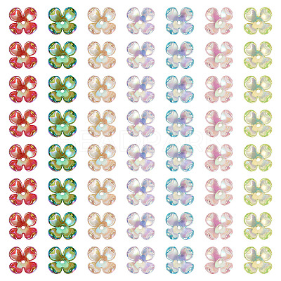 42Pcs 7 Colors Electroplate Acrylic Bead Caps OACR-TA0014-43-1