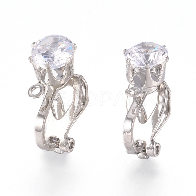 Brass Clip-on Earring Findings X-KK-L198-011P-1