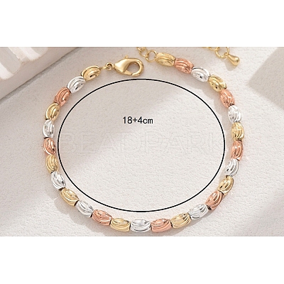 French Classic Style Brass Grooved Oval Beaded Bracelets for Women JM7505-1-1