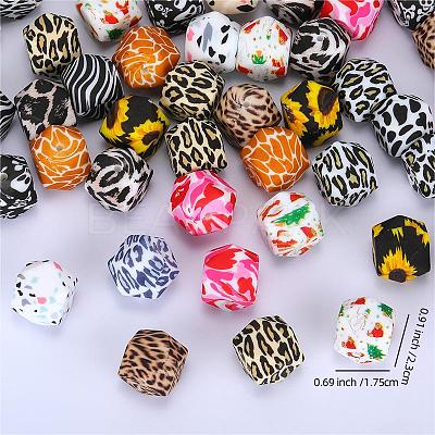 Colorful Pattern Printed Silicone Focal Beads LS-SI-JX0022A-12-1