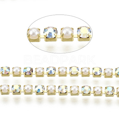 Brass Rhinestone Strass Chains CHC-N017-001A-B01-1