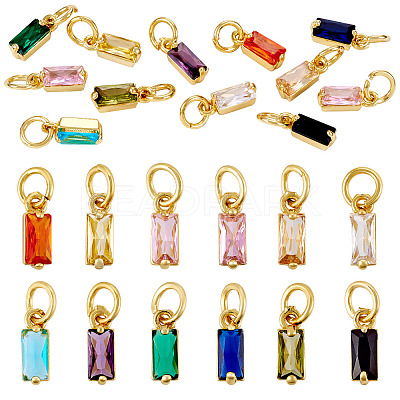 12Pcs 12 Colors Brass Micro Pave Cubic Zirconia Charms FIND-TA0005-61-1