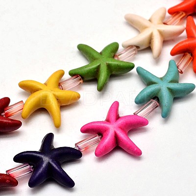 Starfish/Sea Stars Synthetic Turquoise Bead Strands G-M150-03-1
