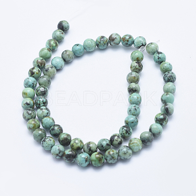 Natural African Turquoise(Jasper) Beads Strands G-E444-47-6mm-1