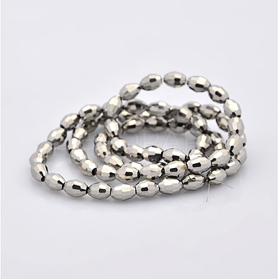 Full Plated Glass Faceted Rice Beads Strands GLAA-A030A-FP01-1