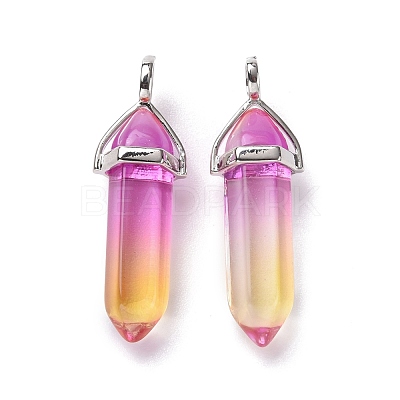 Faceted Bullet Glass Pointed Pendants KK-E282-01P-08-1