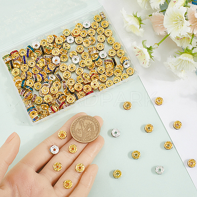 200Pcs 10 Colors Brass Rhinestone Spacer Beads RB-SP001-08B-1