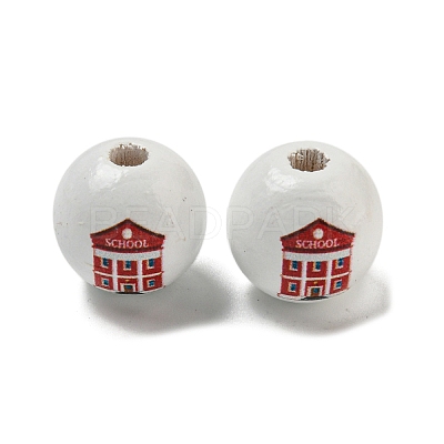 Printed Wood European Beads WOOD-L020-D02-1