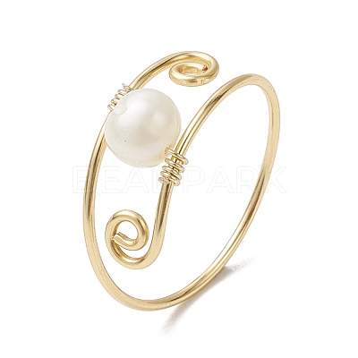 Round Natural Cultured Freshwater Pearl Finger Rings RJEW-JR00746-1