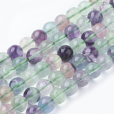 Natural Fluorite Beads Strands X-G-E112-8mm-19-1