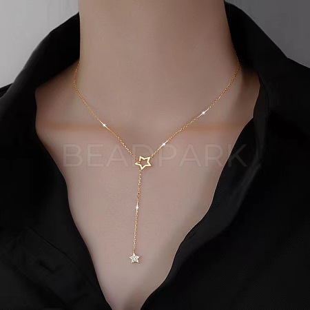 Star Alloy Crystal Rhinestone Lariat Necklaces for Women FS-WG0CF7B-01-1