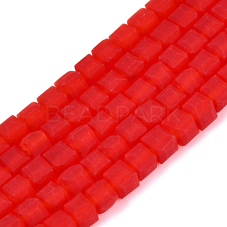 Transparent Frosted Glass Beads Strands GLAA-N072-01A-A07-1