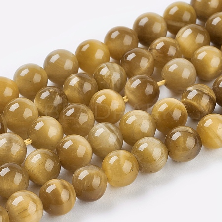 Natural Gold Tiger Eye Beads Strands X-G-C076-6mm-1AA-1