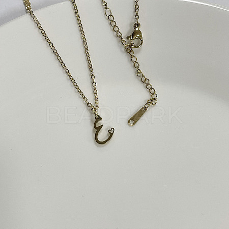 304 Stainless Steel Letter Pendant Necklaces NJEW-WH0027-04E-G-NR-1