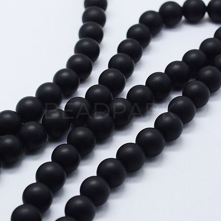 Natural Black Agate Beads Strands G-P369-04-10mm-1