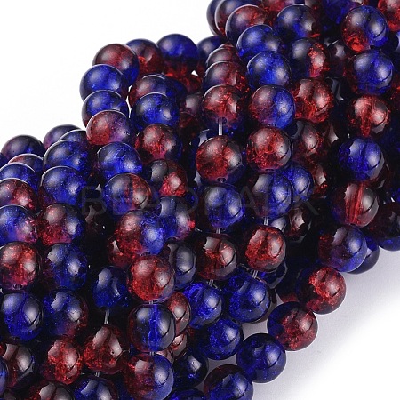 Spray Painted Crackle Glass Beads Strands CCG-Q002-12mm-12-1