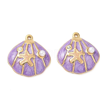 304 Stainless Steel Enamel Pendants STAS-Q119-27G-03-1