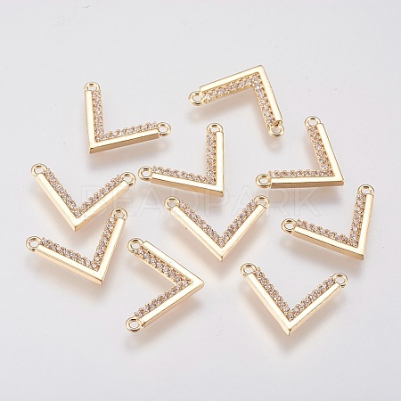 Brass Micro Pave Cubic Zirconia Charms X-KK-A144-035G-1