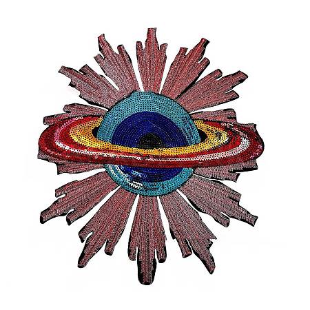 PVC Paillette Embroidered Cloth Iron on Patches PATC-WH0008-70A-1