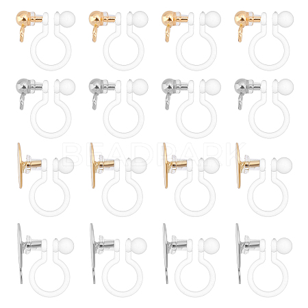 Unicraftale 32Pcs 4 Style 304 Stainless Steel & Plastic Clip-on Earring Findings STAS-UN0037-98-1