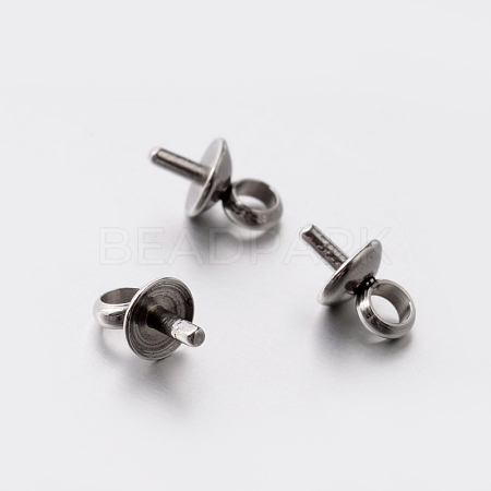 304 Stainless Steel Cup Pearl Peg Bails Pin Pendants STAS-E076-01-1