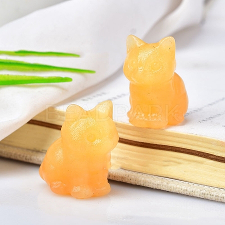 Natural Calcite Carved Healing Cat Figurines PW-WG98432-02-1