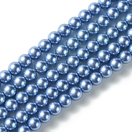 Eco-Friendly Dyed Glass Pearl Round Bead Strands X-HY-A008-6mm-RB015-1