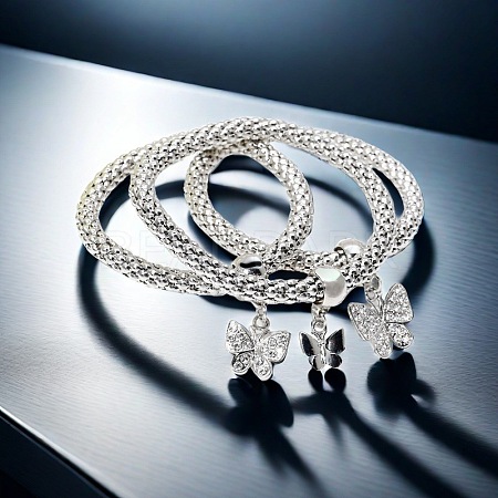 3Pcs Alloy Rhinestone Charm Bangle Set FS-WG4938A-14-1