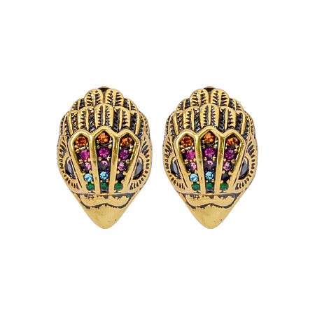 Bird Head Brass Micro Pave Cubic Zirconia Stud Earrings FS-WGB6FCA-03-1