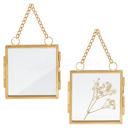 Wall Hanging Brass Double Folding Picture Frames DIY-WH0283-32-1