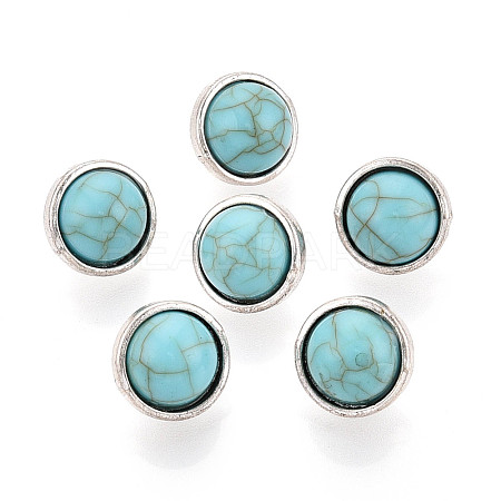 Zinc Metal Alloy & Natural Turquoise Buttons BUTT-WH0057-001BAS-1