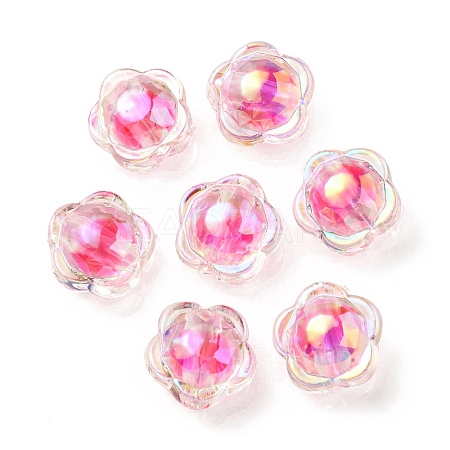 UV Plating Rainbow Iridescent Acrylic Beads OACR-A014-03C-1